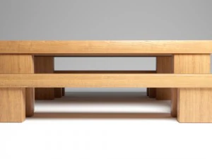 wooden table with benches 3D Model