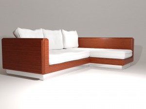 wooden couch 3D Model