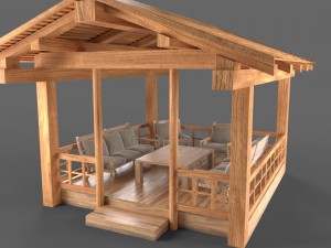wooden pavillon Modello 3D