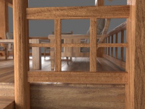 wooden pavillon Modello 3D