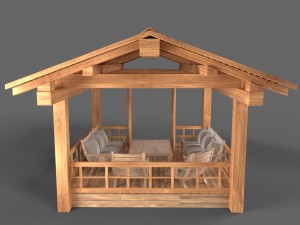 wooden pavillon Modello 3D