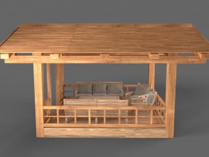 wooden pavillon Modello 3D