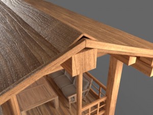 wooden pavillon Modello 3D