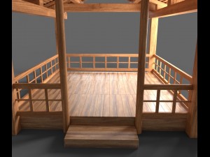 wooden pavillon Modello 3D