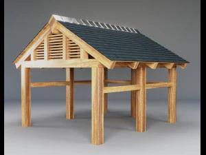 wooden carport 3D Model