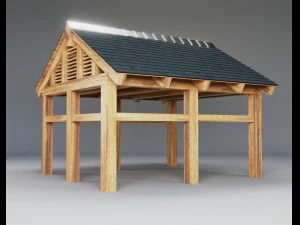 wooden carport 3D Model