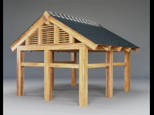 wooden carport 3D Model