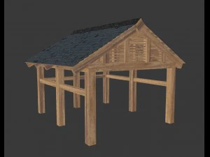 wooden carport 3D Model