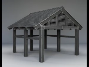 wooden carport 3D Model