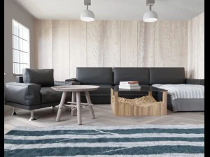 Wohnzimmer mit Holzfliesen 3D Modell