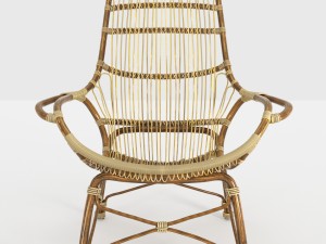 retro rattan high back lounge chair by palecek 3Dモデル