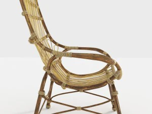 retro rattan high back lounge chair by palecek 3D Model
