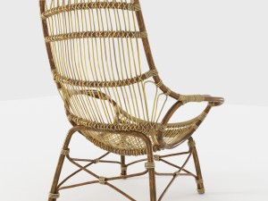 retro rattan high back lounge chair by palecek 3Dモデル