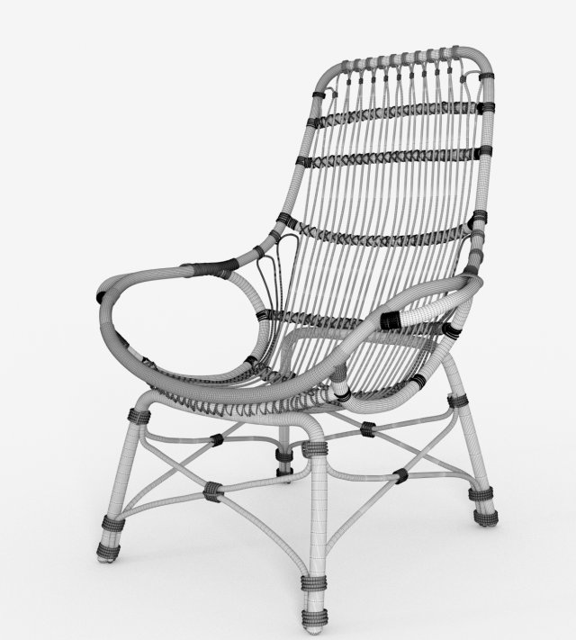 retro rattan high back lounge chair by palecek 3D in