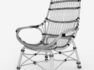 retro rattan high back lounge chair by palecek 3Dモデル