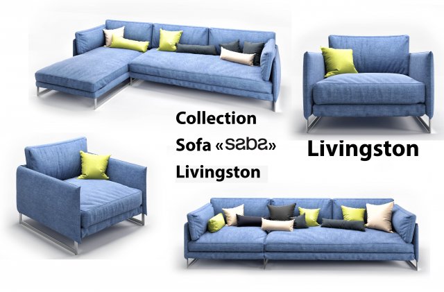 collection sofa saba livingston Modello 3D .c4d .max .obj .3ds .fbx .stl .blend