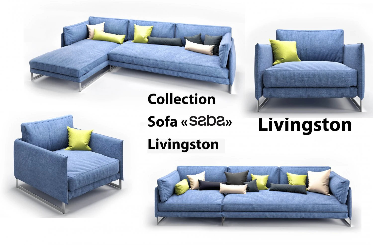 collection sofa saba livingston 3D Model .c4d .max .obj .3ds .fbx .stl .blend 