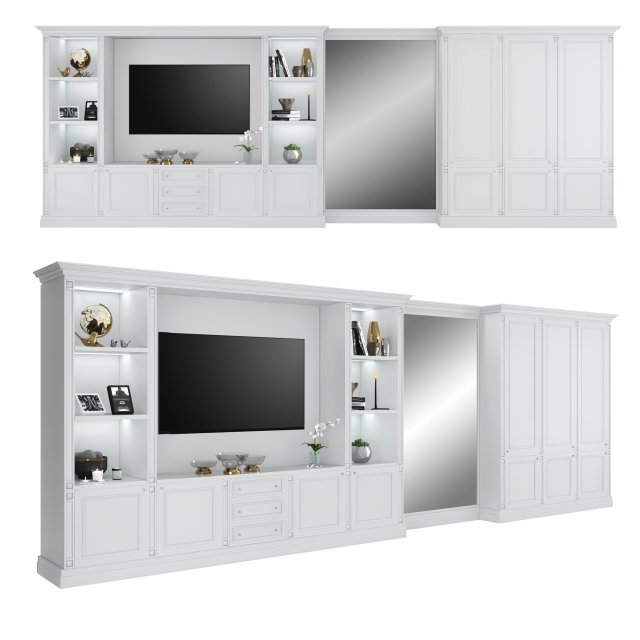tv cabinet with wardrobe by fc shape 3D Model .c4d .max .obj .3ds .fbx .stl .blend 