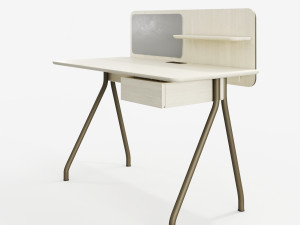 simple writing desk with single divider by oeo studio-hbf furniture 3D Model