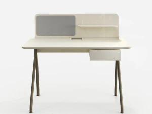 simple writing desk with single divider by oeo studio-hbf furniture 3D Model