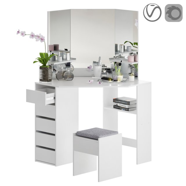 makeup dressing corner table Model 3D .c4d .max .obj .3ds .fbx .stl .blend 