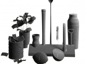 Williams Sonoma Signature Bar Tool Set with Stand Cocktail Shaker 3D Модель