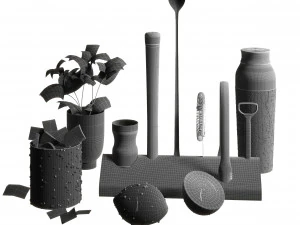 Williams Sonoma Signature Bar Tool Set with Stand Cocktail Shaker 3D Model
