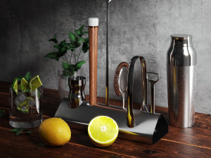 Williams Sonoma Signature Bar Tool Set with Stand Cocktail Shaker 3D Модель