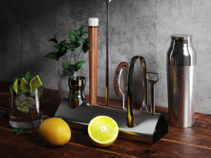 Williams Sonoma Signature Bar Tool Set with Stand Cocktail Shaker 3D Model