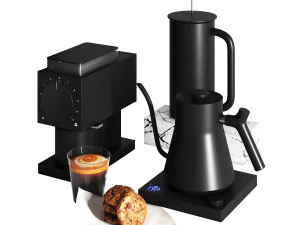 3D Fellow ODE Set Kettle Coffee grinder French Press 3D Model