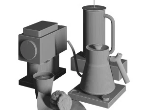3D Fellow ODE Set Kettle Coffee grinder French Press 3D Model