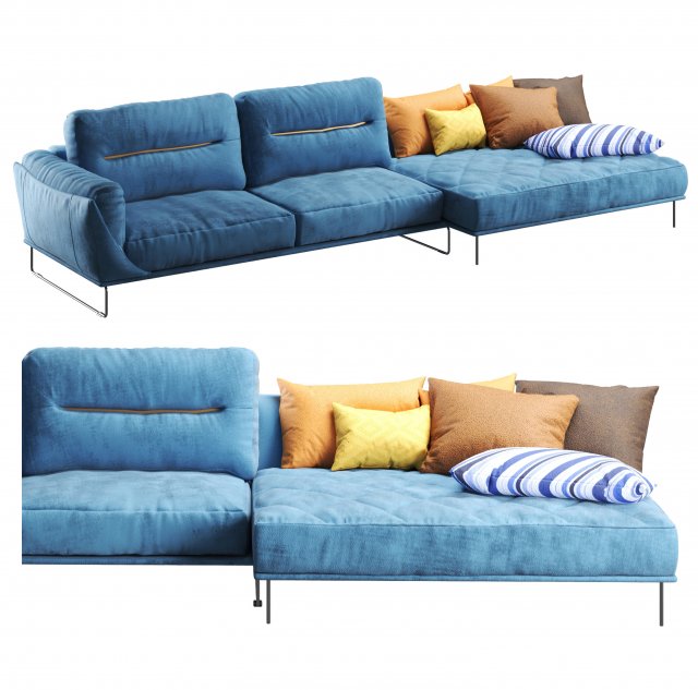 Corner Sofa Habia by Gorini 3D Model .c4d .max .obj .3ds .fbx .stl .blend 