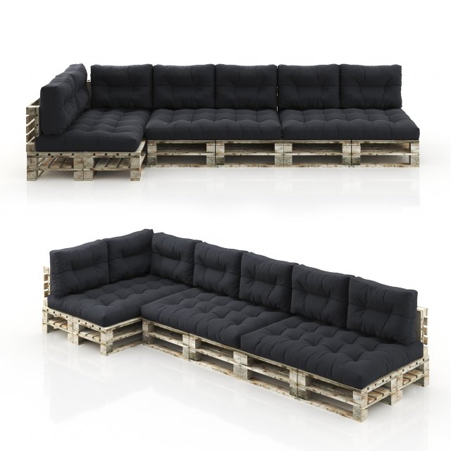 Pallet module corner soft sofa with pillows Modèle 3D .c4d .max .obj .3ds .fbx .stl .blend 