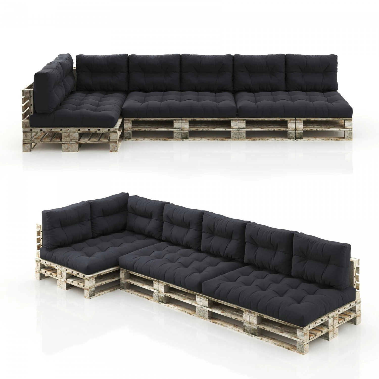 Pallet module corner soft sofa with pillows 3D Model .c4d .max .obj .3ds .fbx .stl .blend