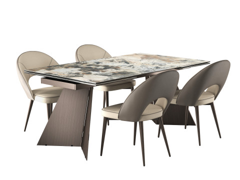 Modena Chairs with Dante Dining Table by Paramus megafurniture 3D Model