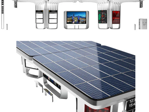 Sustainable urban solar bus station 3D Model