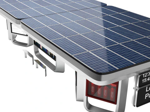 Sustainable urban solar bus station 3D Model