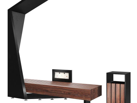 G&uuml;neş enerjili dış mekan tezgahı 3D Model