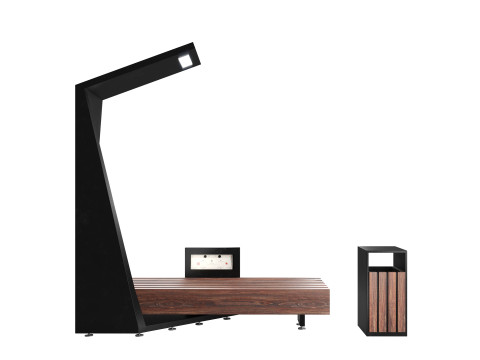 Solar outdoor bench 3D Model