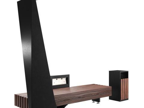 Solar outdoor bench 3D Model
