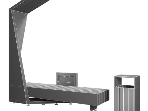 Solar outdoor bench 3D Model