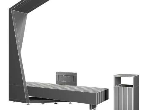 Solarna ławka zewnętrzna Model 3D
