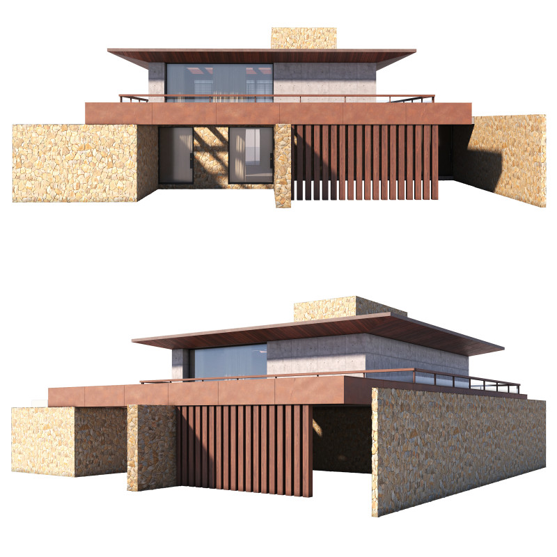 Modern house 001 3D Model .c4d .max .obj .3ds .fbx .stl .blend 