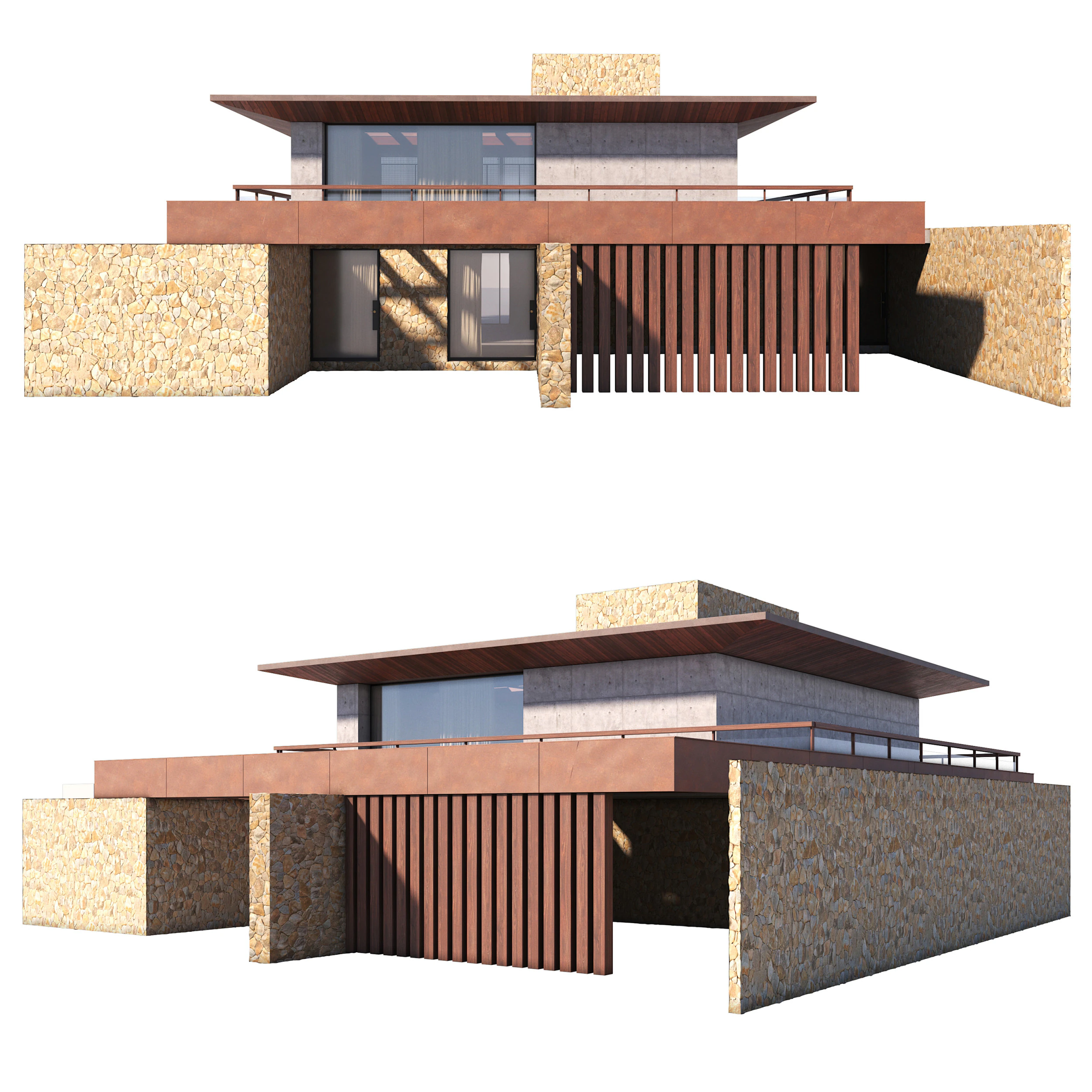 Casa moderna 001 Modelo 3D .c4d .max .obj .3ds .fbx .stl .blend 