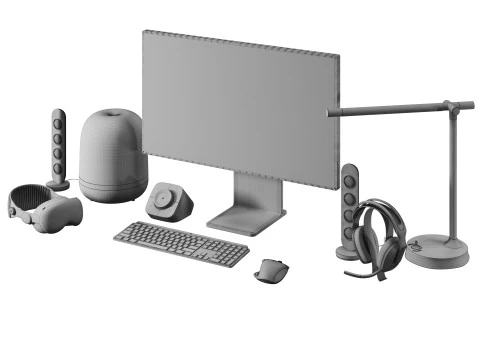 Arbeitsplatz-PC-Set 003 3D Modell