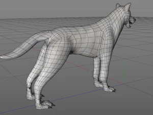 white wolf fur rigged 3D Model