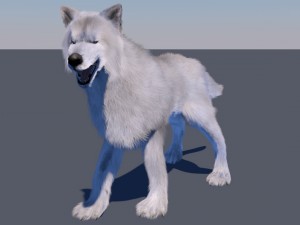 white wolf fur rigged 3D Model