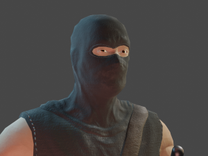 ninja with katana face morphs low-poly 3D Модель