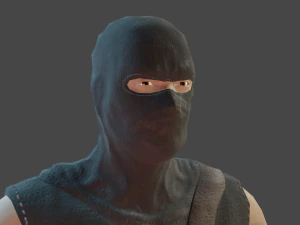 ninja with katana face morphs low-poly 3D Model