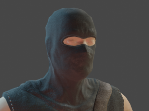 ninja with katana face morphs low-poly 3D Модель
